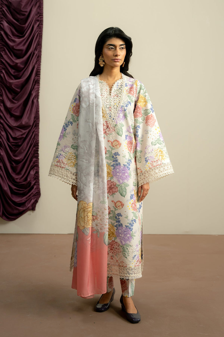 Ayzel The Bare Minimu Embroidered Lawn Unstitched 3Pc Suit AL-25-V8-10 VELOURIA
