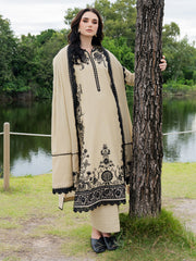 Faiza Faisal Hoor Embroidered Karandi Unstitched 3Pc Suit - ALAYNA