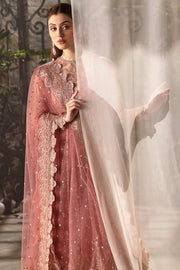 Afrozeh La Fuchsia Embroidered Net Unstitched 3Pc Suit ALF-07 Rosa