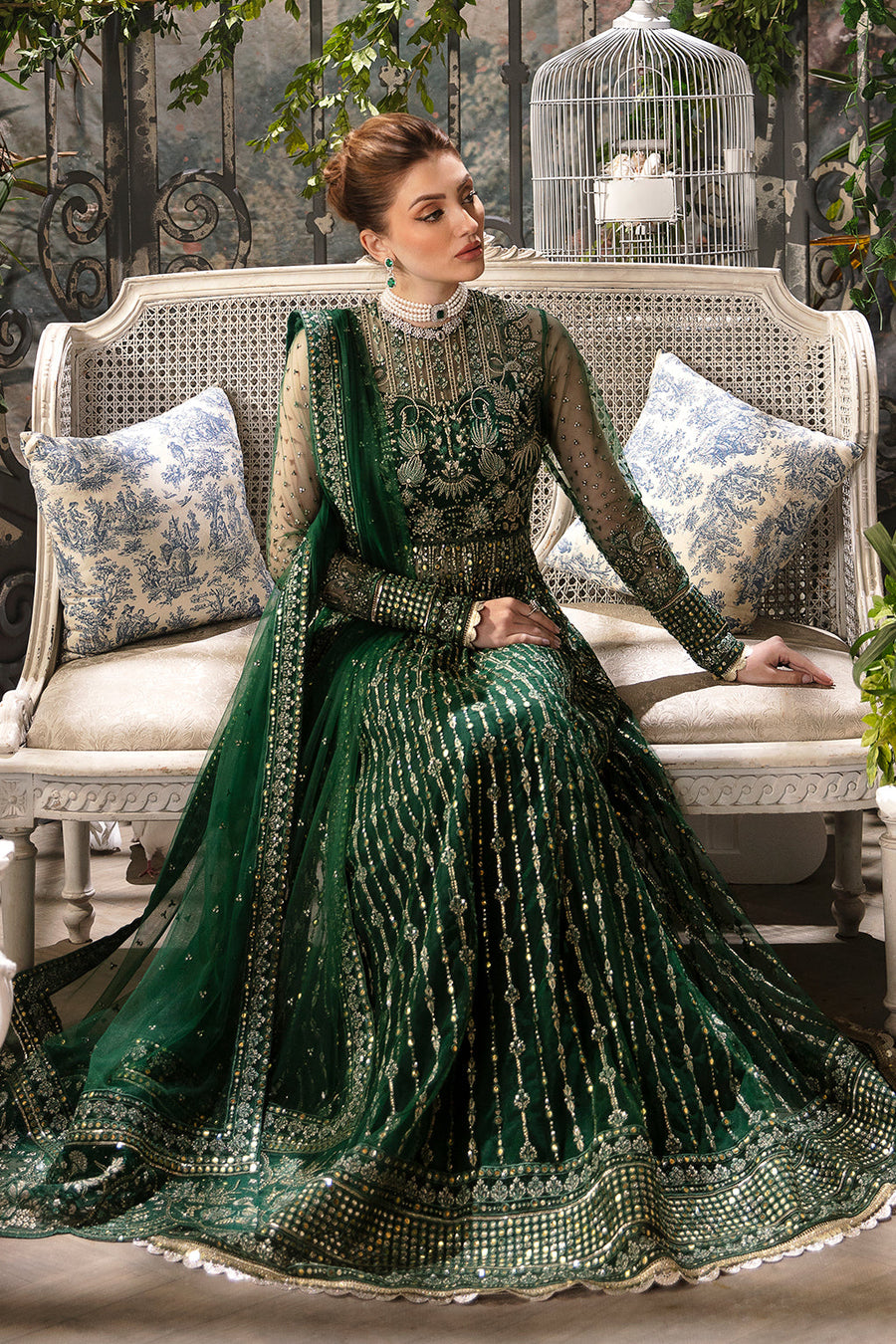 Afrozeh La Fuchsia Embroidered Net Unstitched 3Pc Suit ALF-08 Fiora