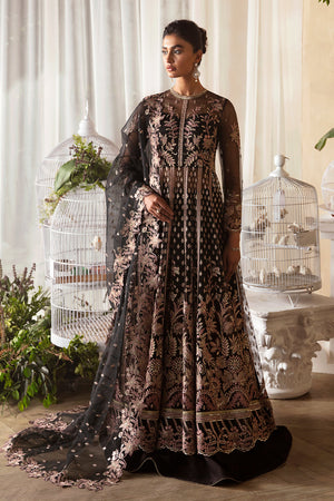 Afrozeh La Fuchsia Embroidered Net Unstitched 3Pc Suit ALF-09 Kaya