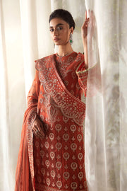 Afrozeh La Fuchsia Embroidered Organza Unstitched 3Pc Suit ALF-10 Sierra
