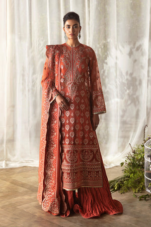 Afrozeh La Fuchsia Embroidered Organza Unstitched 3Pc Suit ALF-10 Sierra
