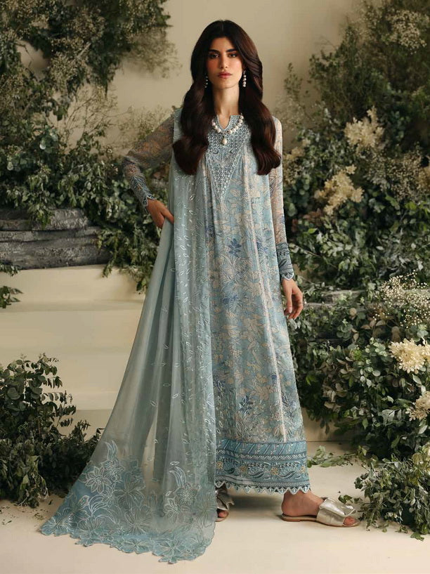 Nureh Amaya Embroidered Luxury Chiffon Unstitched 3Pc Suit AM-01