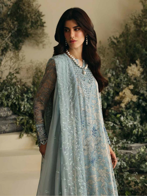 Nureh Amaya Embroidered Luxury Chiffon Unstitched 3Pc Suit AM-01