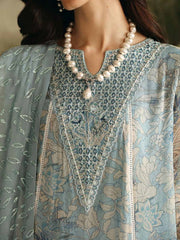 Nureh Amaya Embroidered Luxury Chiffon Unstitched 3Pc Suit AM-01