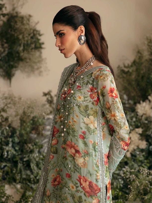 Nureh Amaya Embroidered Luxury Chiffon Unstitched 3Pc Suit AM-02