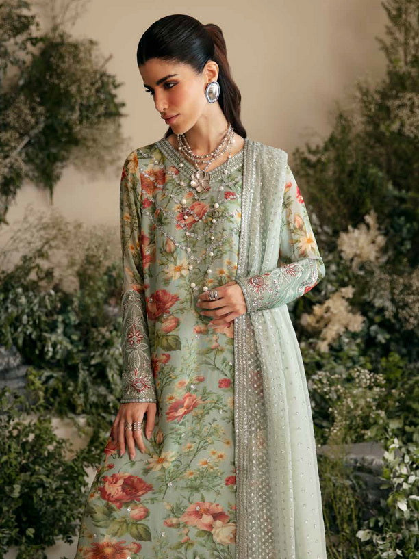 Nureh Amaya Embroidered Luxury Chiffon Unstitched 3Pc Suit AM-02