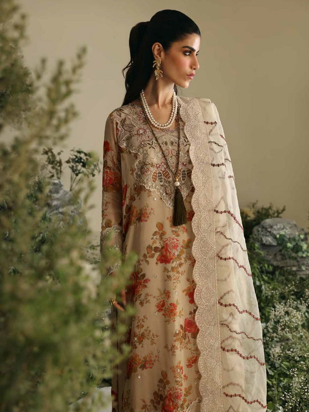 Nureh Amaya Embroidered Luxury Chiffon Unstitched 3Pc Suit AM-06