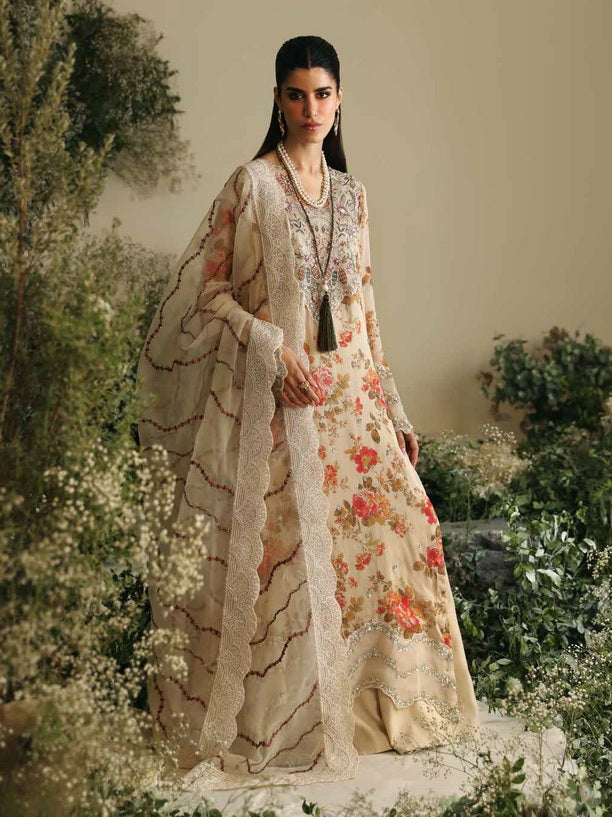 Nureh Amaya Embroidered Luxury Chiffon Unstitched 3Pc Suit AM-06