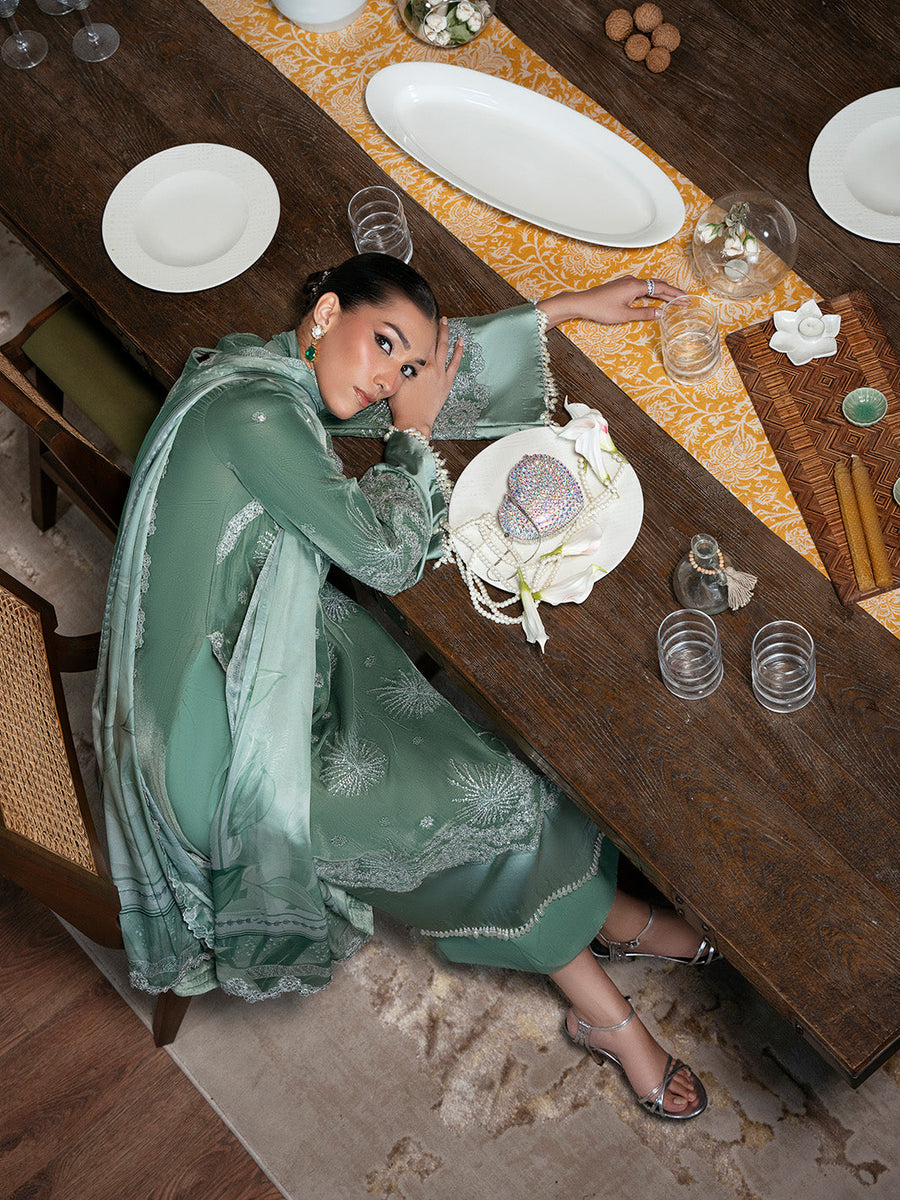 Faiza Faisal Solene Embroidered Velvet Unstitched 3Pc Suit - AMARA