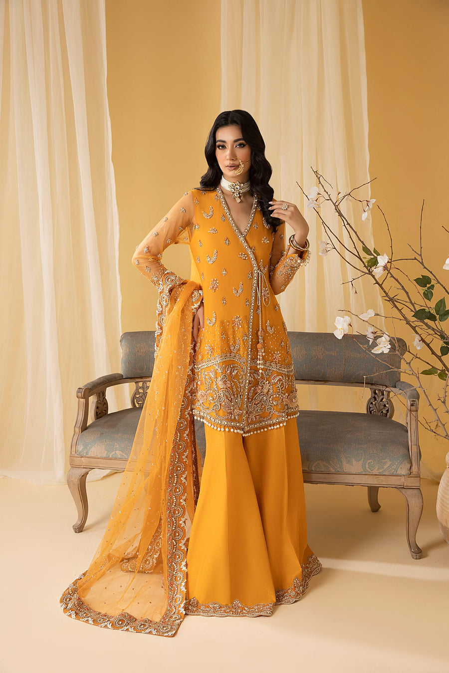 Nuriyaa Mystic Luxury Formal Unstitched 3 Piece Suit - AMBER