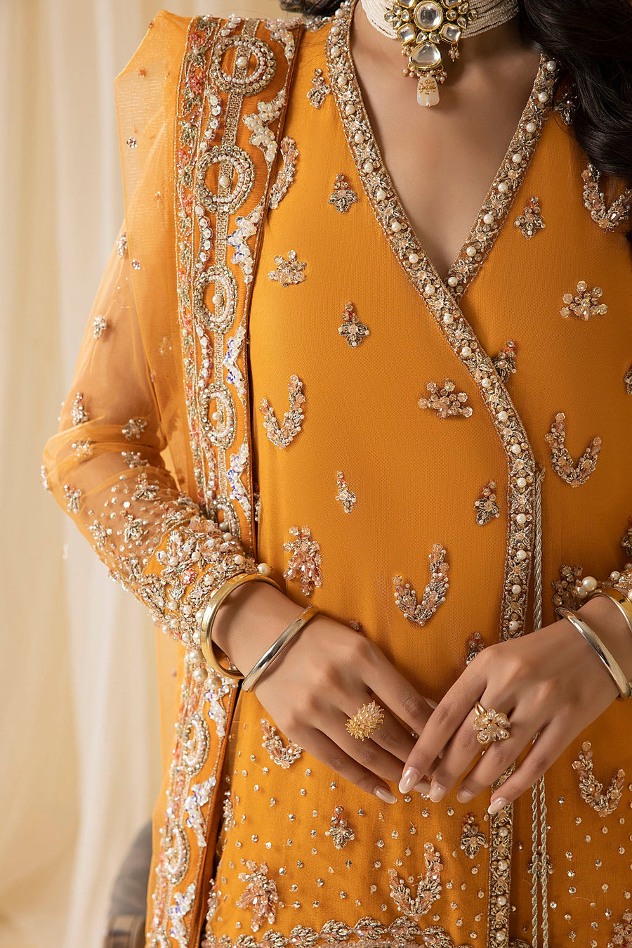 Nuriyaa Mystic Luxury Formal Unstitched 3 Piece Suit - AMBER