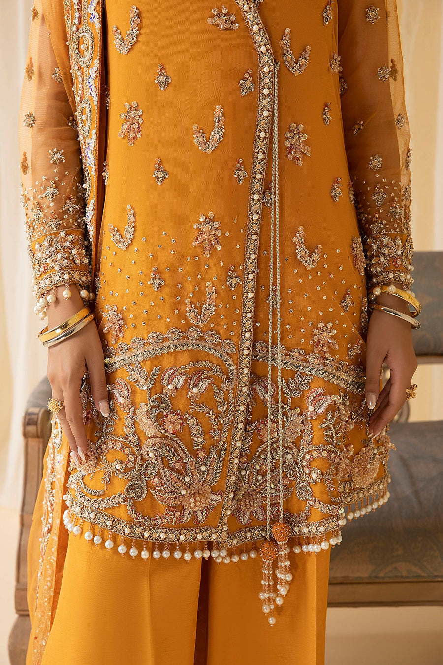 Nuriyaa Mystic Luxury Formal Unstitched 3 Piece Suit - AMBER