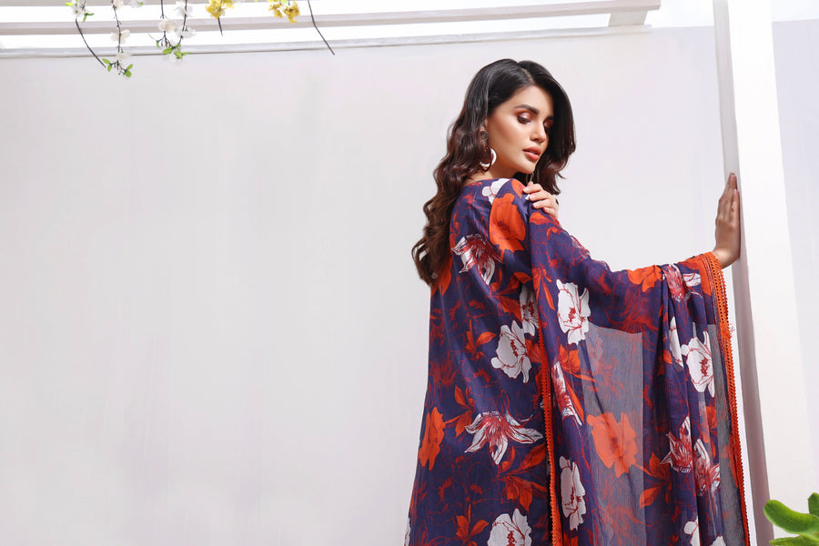 Feathers Premium Printed Lawn Unstitched 3Pc Suit ANGELINA-FT136