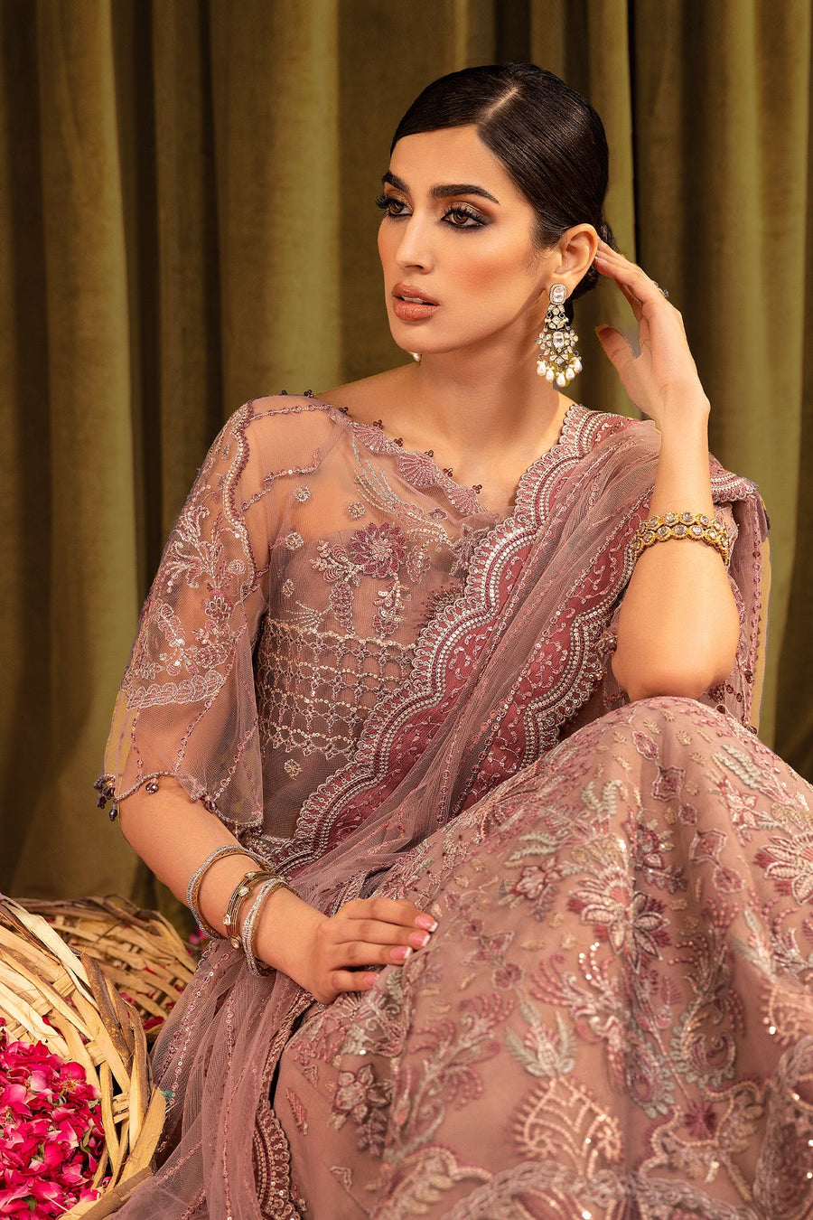 Alizeh Mehfil-e-Uroos Festive Net Unstitched 3Pc Suit D-06 Anamta