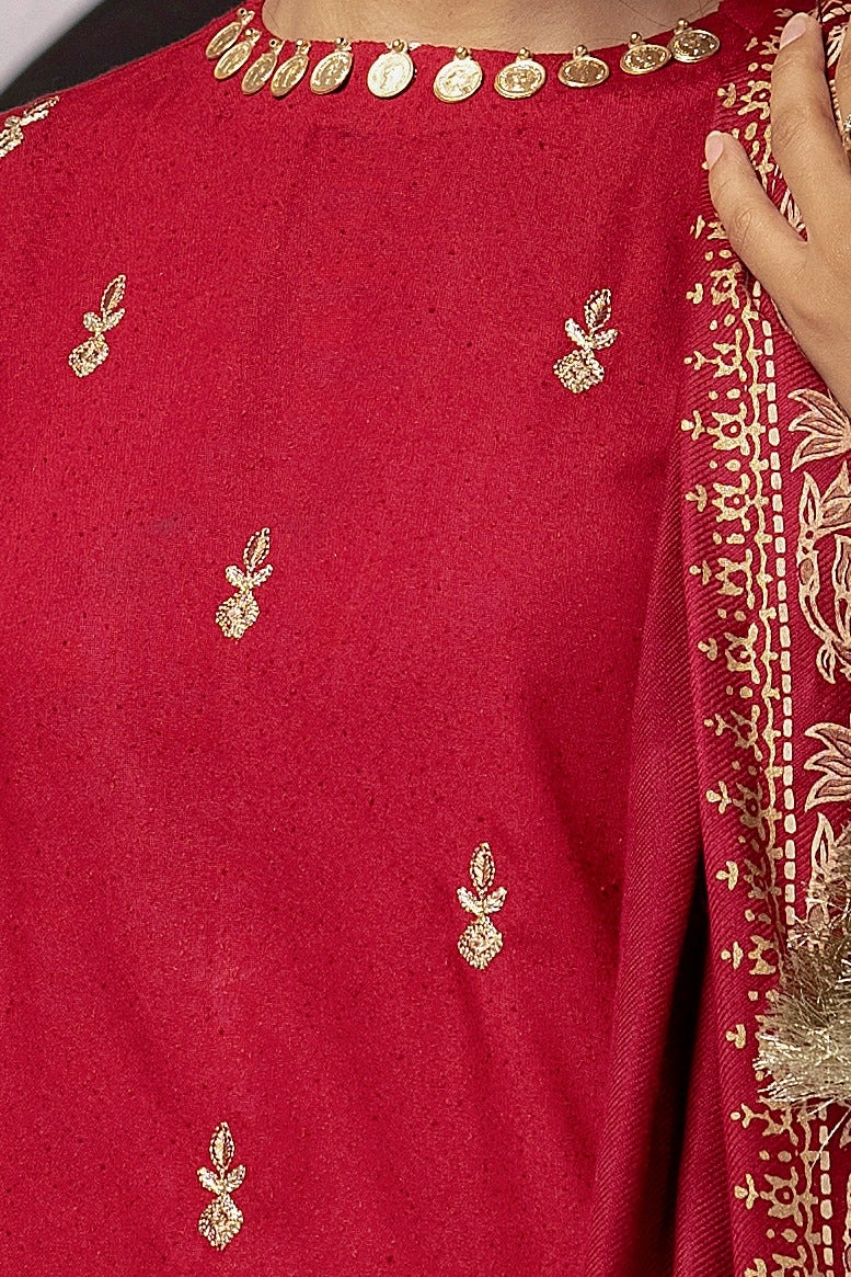 Gul Ahmed Winter Embroidered Karandi Unstitched 3Pc Suit AP-42045