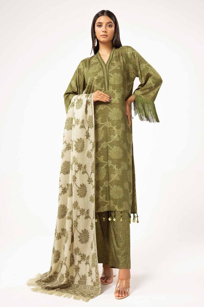 Gul Ahmed Winter Fancy Linen Unstitched 3Pc Suit AP-42047