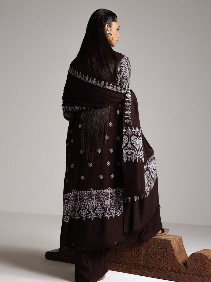 Zara Shahjahan Saraab Embroidered Marina Unstitched 3Pc Suit - AQEEQ