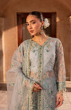 Aylin Wedding Formal Embroidered Organza Unstitched 3Pc Suit - AQUA