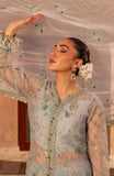 Aylin Wedding Formal Embroidered Organza Unstitched 3Pc Suit - AQUA