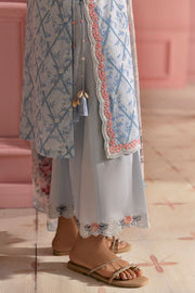 Cross Stitch Premium Embroidered Lawn Unstitched 3Pc Suit - AQUA ICE