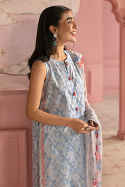 Cross Stitch Premium Embroidered Lawn Unstitched 3Pc Suit - AQUA ICE