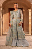Aylin Wedding Formal Embroidered Organza Unstitched 3Pc Suit - AQUA