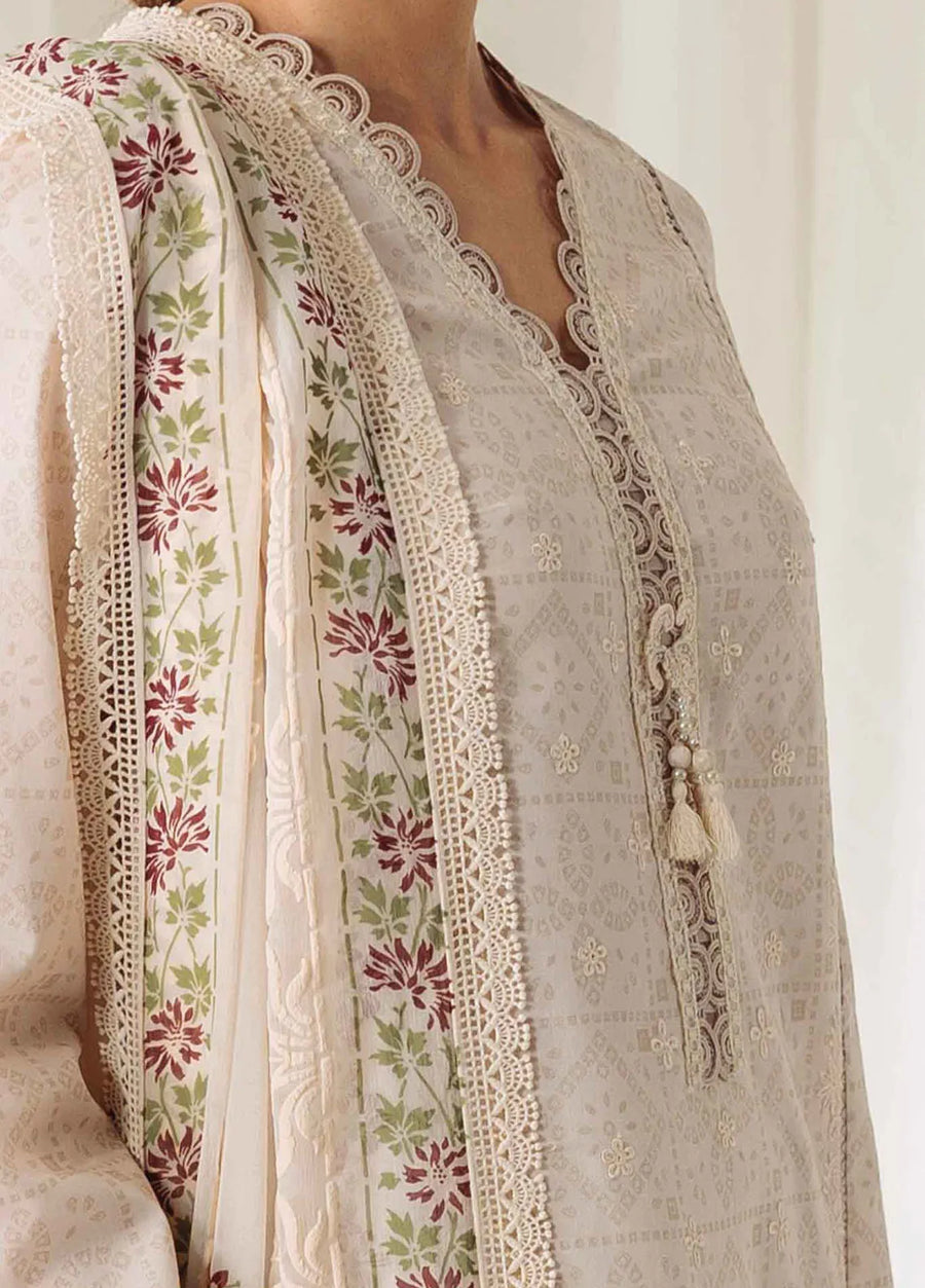 QPrints by Qalamkar Embroidered Lawn Unstitched 3Pc Suit AR-02 ELEA