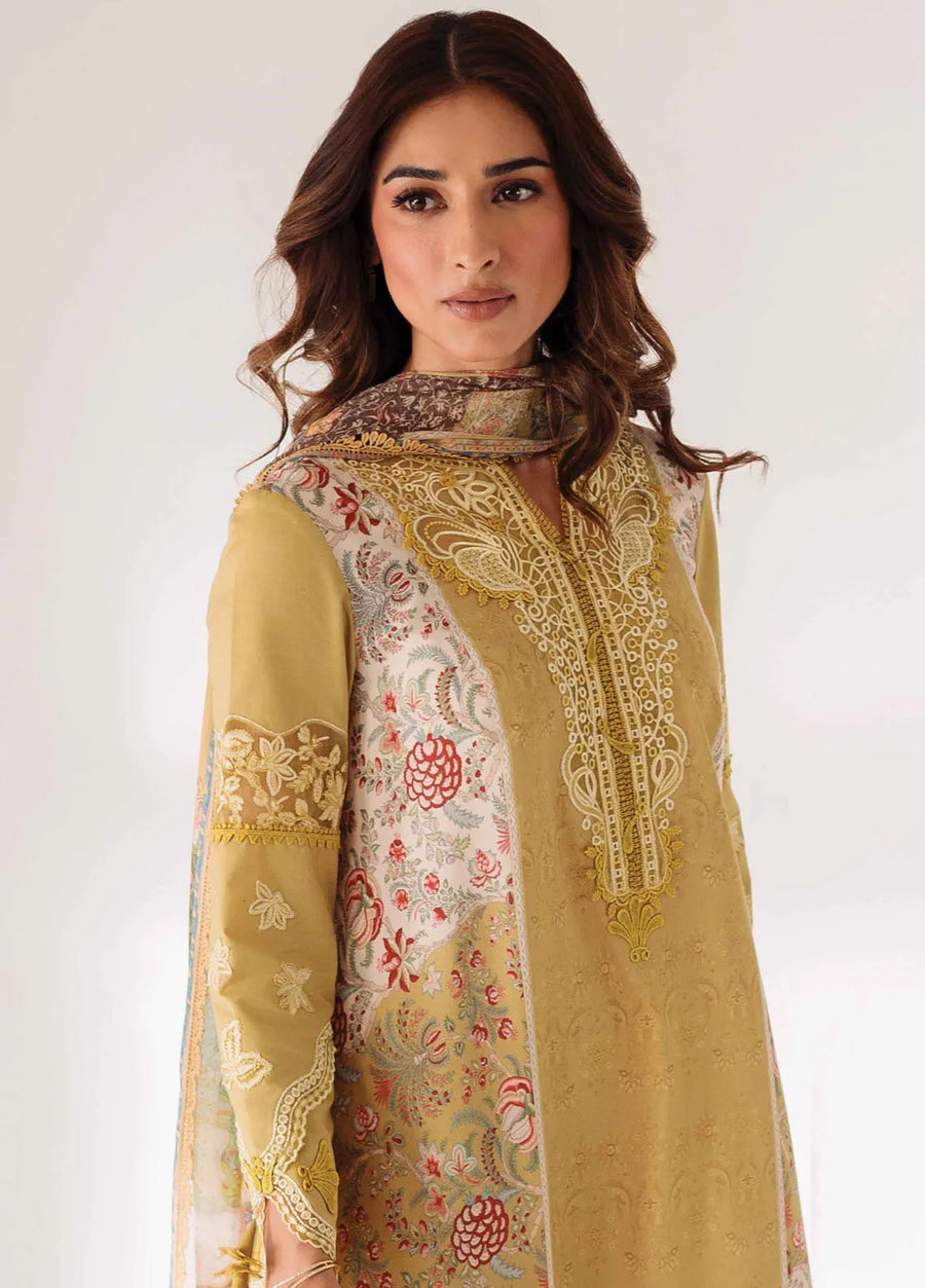 QPrints by Qalamkar Embroidered Lawn Unstitched 3Pc Suit AR-08 ANAIS