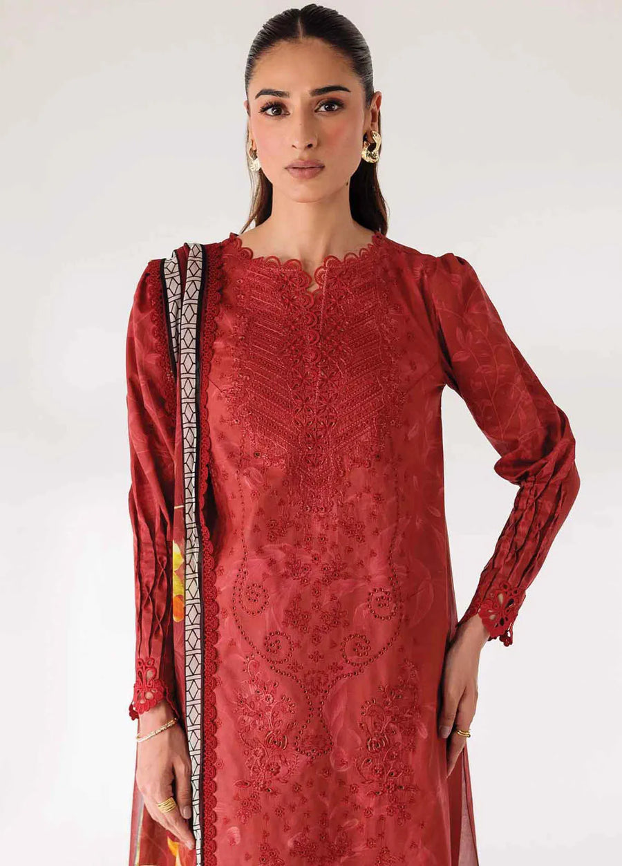 QPrints by Qalamkar Embroidered Lawn Unstitched 3Pc Suit AR-09 RENEE