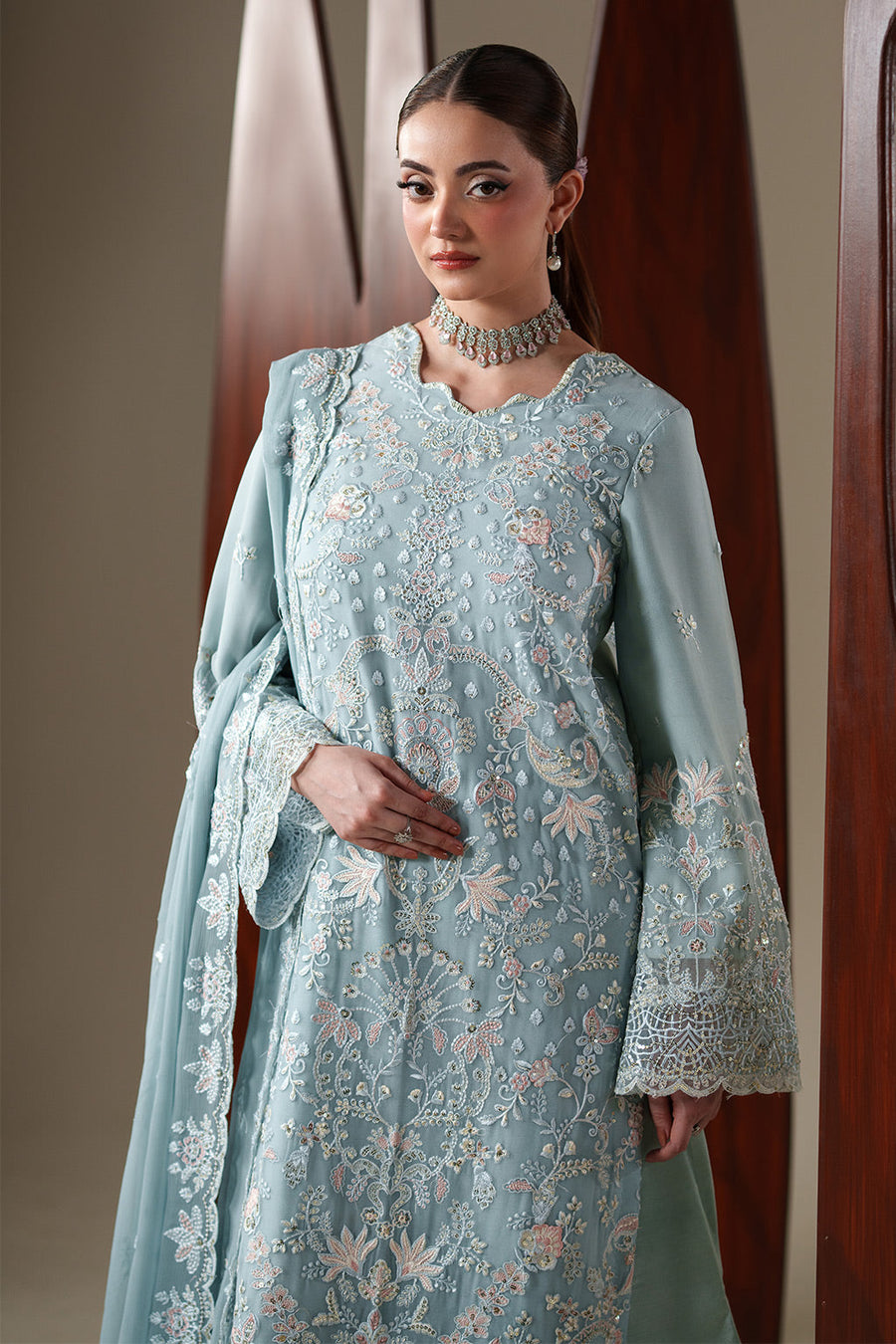 Emaan Adeel Nouvelle Embroidered Chiffon Unstitched 3Pc Suit - ARIA