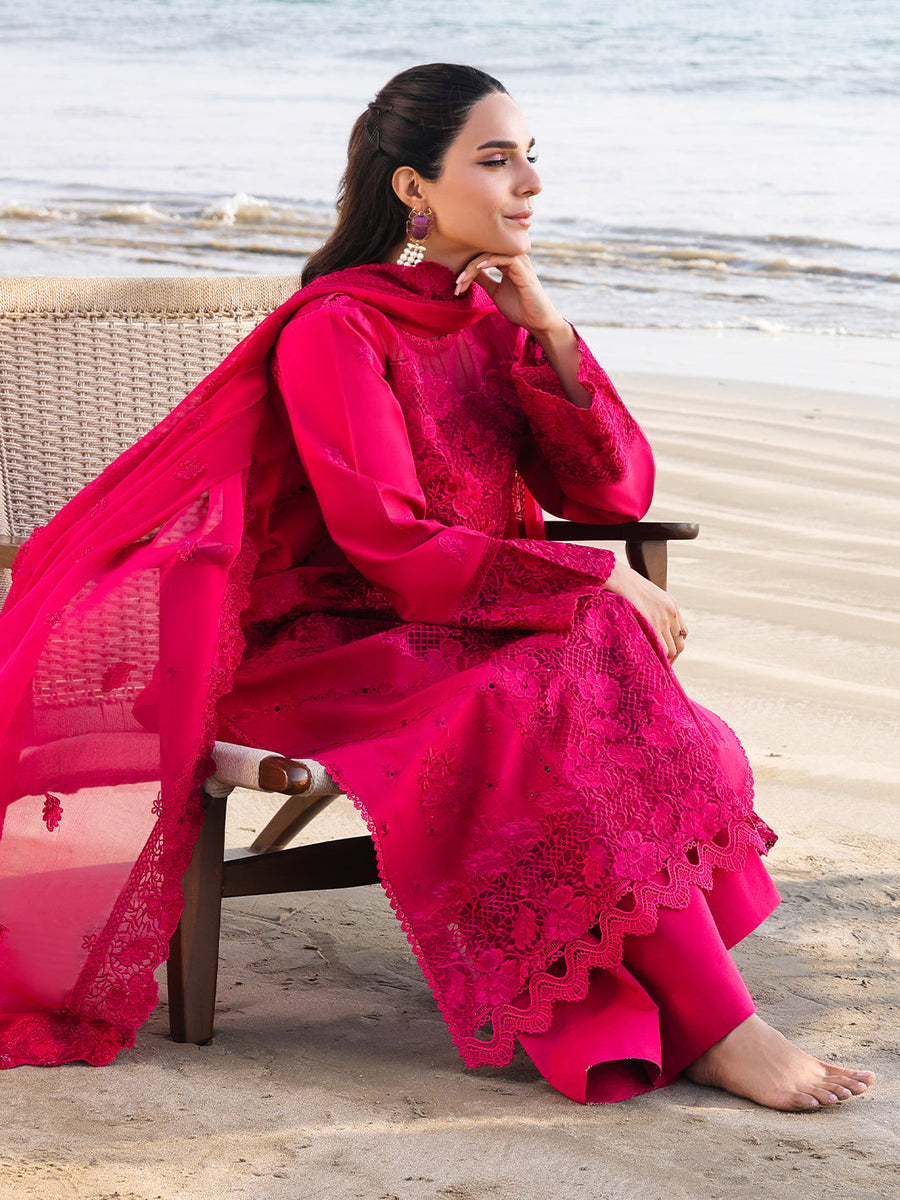 Faiza Faisal Marine Embroidered Luxury Lawn Unstitched 3Pc Suit - AROHA