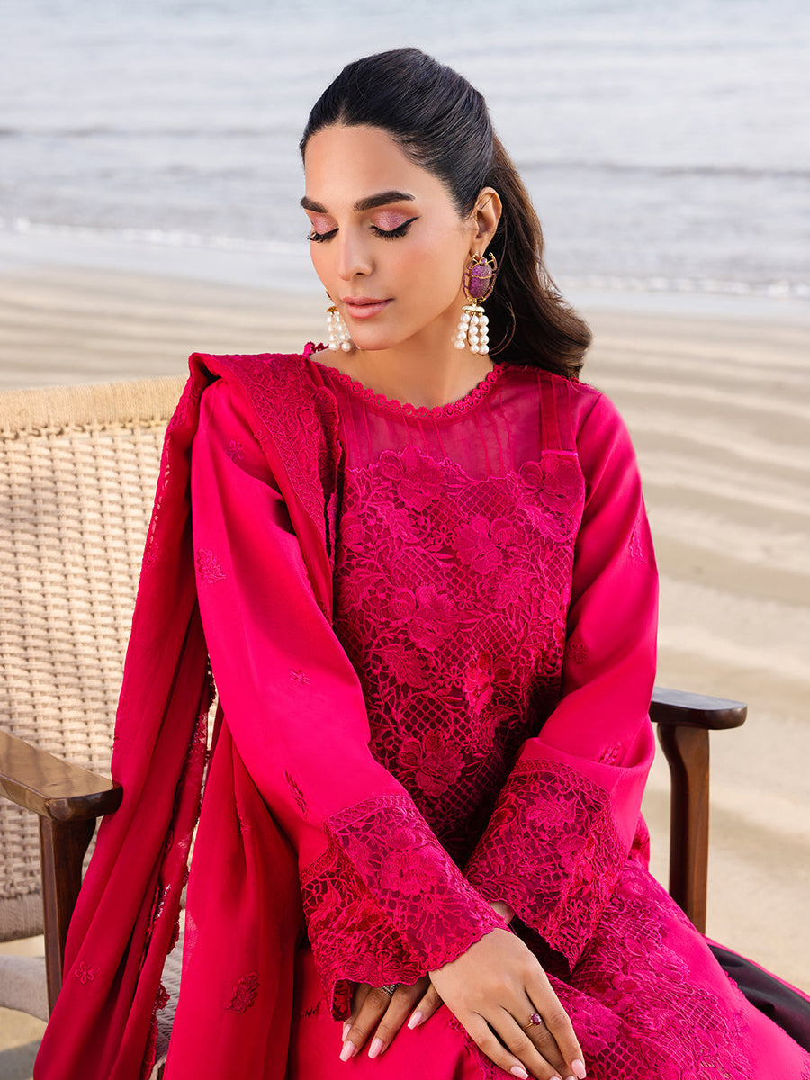 Faiza Faisal Marine Embroidered Luxury Lawn Unstitched 3Pc Suit - AROHA