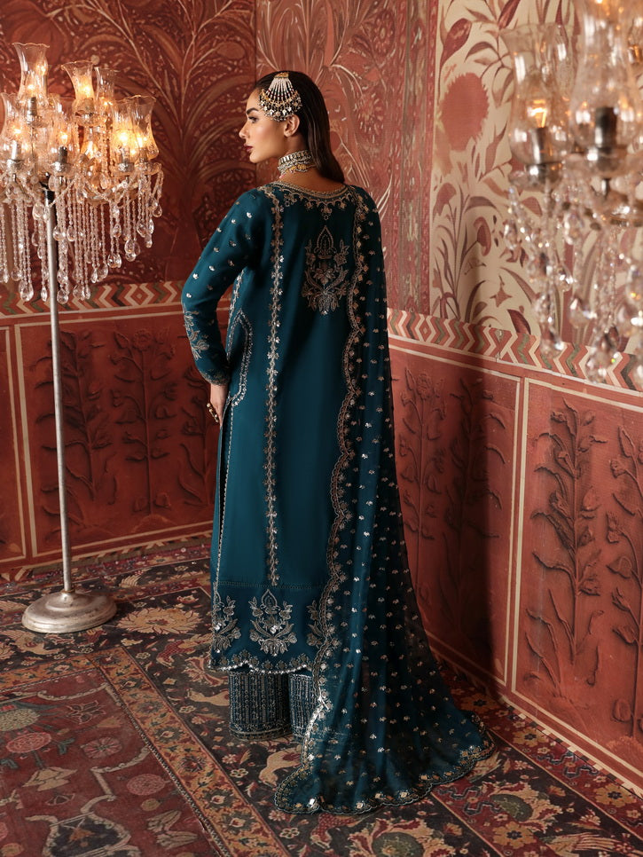 Afrozeh Divani Embroidered Raw Silk Unstitched 3Pc Suit AS-V2-03 Kaira