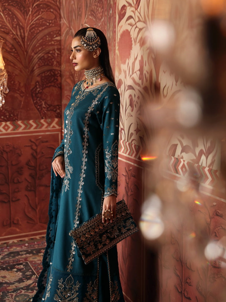 Afrozeh Divani Embroidered Raw Silk Unstitched 3Pc Suit AS-V2-03 Kaira