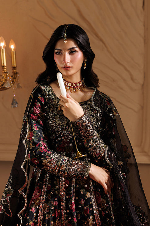Emaan Adeel Celeste Embroidered Chiffon Unstitched 3Pc Suit - ASH