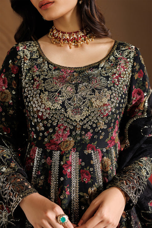 Emaan Adeel Celeste Embroidered Chiffon Unstitched 3Pc Suit - ASH
