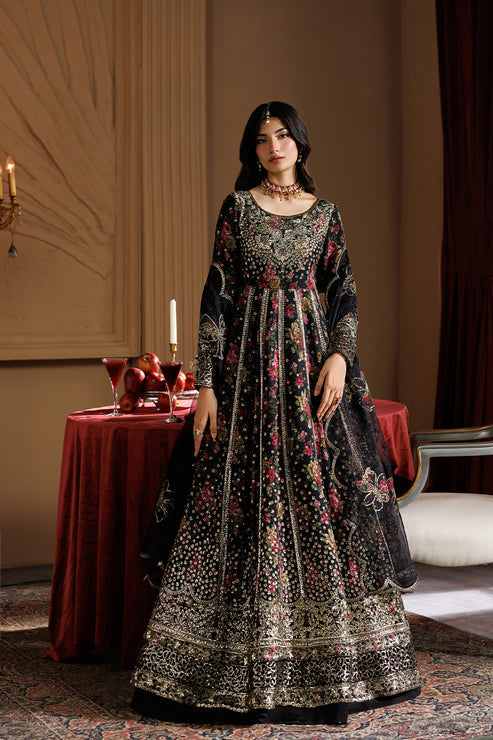 Emaan Adeel Celeste Embroidered Chiffon Unstitched 3Pc Suit - ASH
