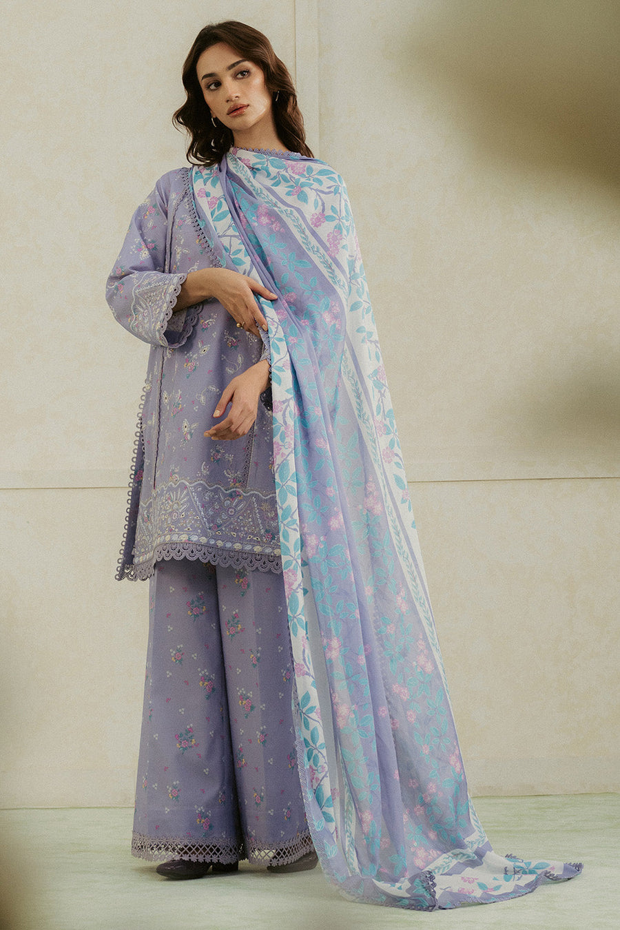 Ayzel Amore Embroidered Unstitched Lawn 3Pc Suit - AUBURN