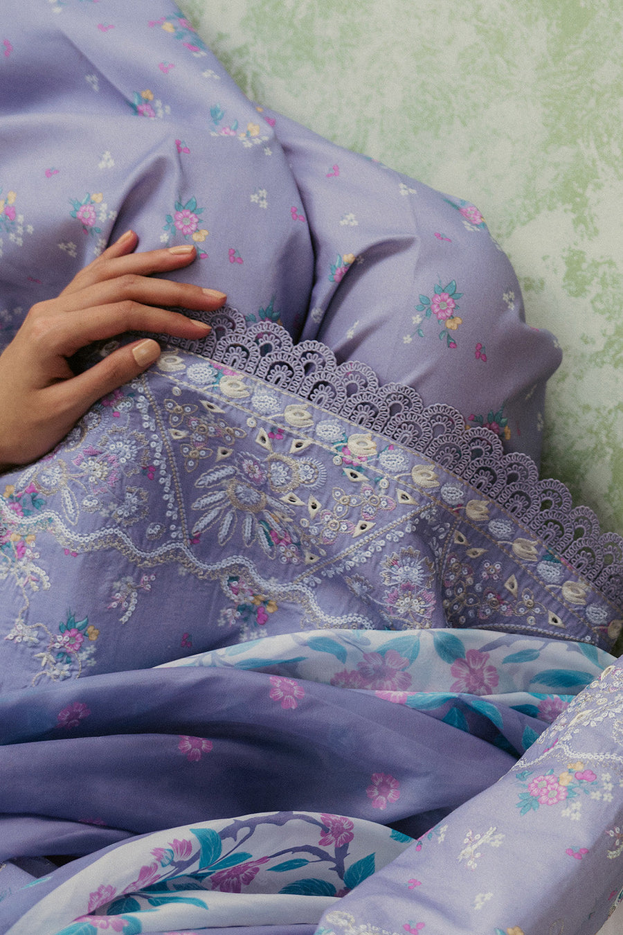 Ayzel Amore Embroidered Unstitched Lawn 3Pc Suit - AUBURN