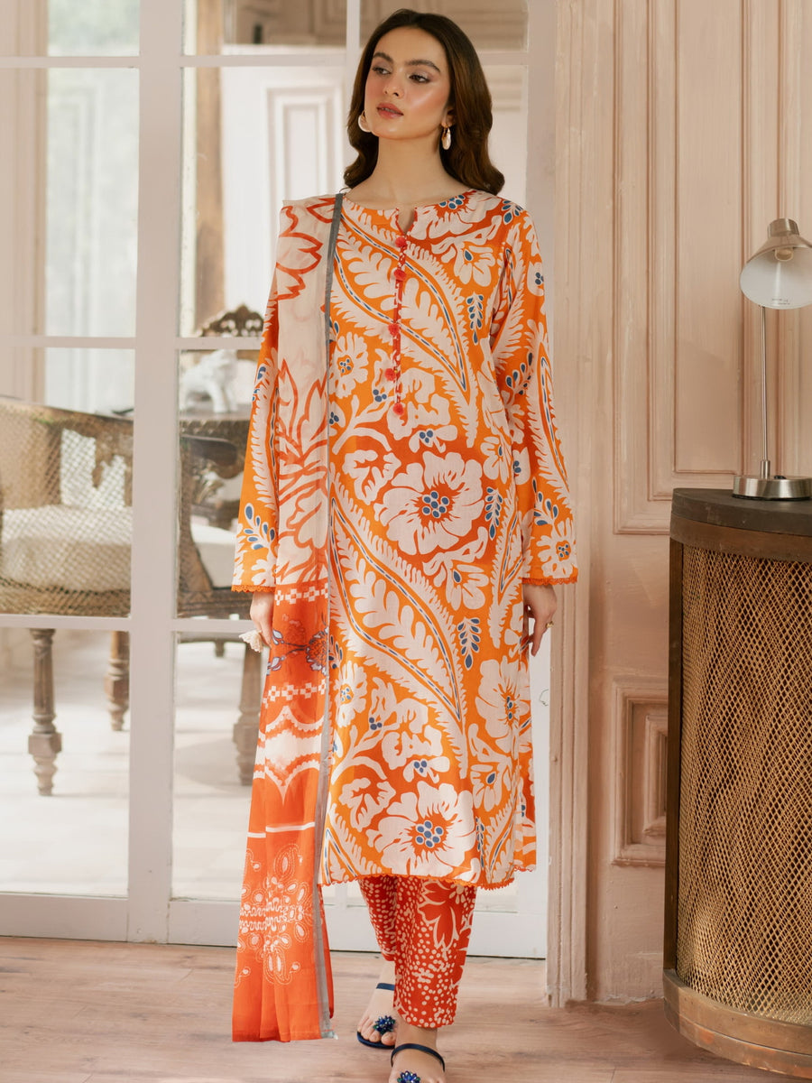 Feathers Dewdrop Unstitched Digital Printed Lawn 3Pc Suit AUREL-FT451