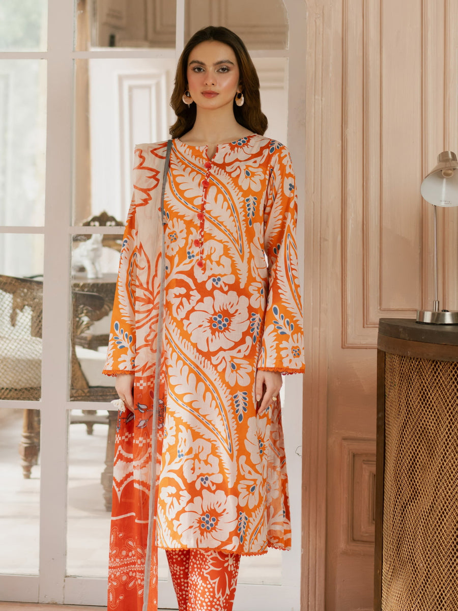 Feathers Dewdrop Unstitched Digital Printed Lawn 3Pc Suit AUREL-FT451