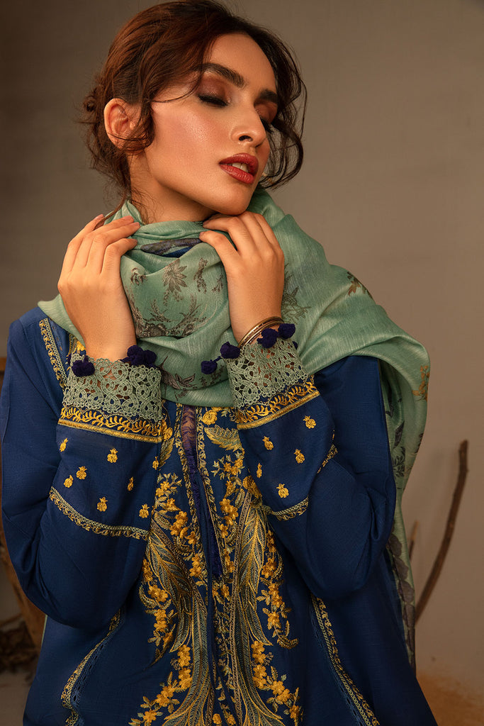 Sobia Nazir Embroidered Cross Slub Unstitched 3Pc Suit AW23-4A