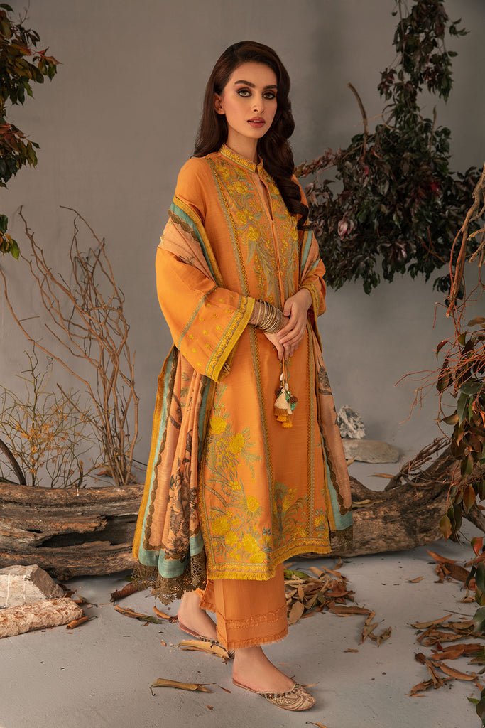 Sobia Nazir Embroidered Cross Slub Unstitched 3Pc Suit AW23-4B