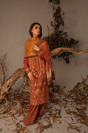 Sobia Nazir Embroidered Cross Slub Unstitched 3Pc Suit AW23-5A