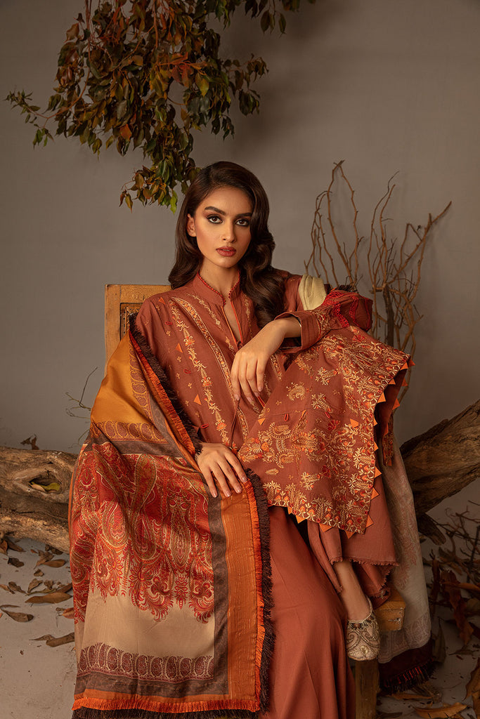 Sobia Nazir Embroidered Cross Slub Unstitched 3Pc Suit AW23-5A
