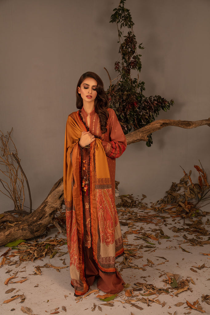 Sobia Nazir Embroidered Cross Slub Unstitched 3Pc Suit AW23-5A