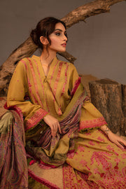 Sobia Nazir Embroidered Cross Slub Unstitched 3Pc Suit AW23-5B