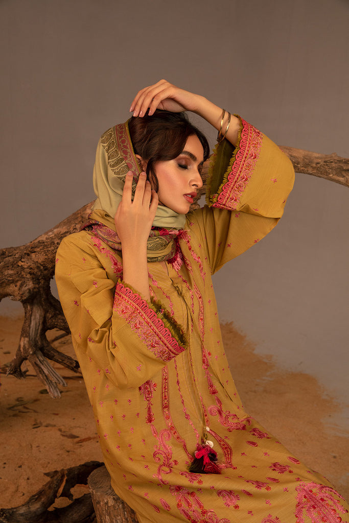 Sobia Nazir Embroidered Cross Slub Unstitched 3Pc Suit AW23-5B